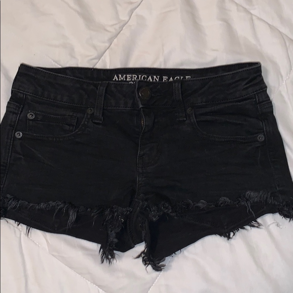 American eagle black denim shorts sz 4